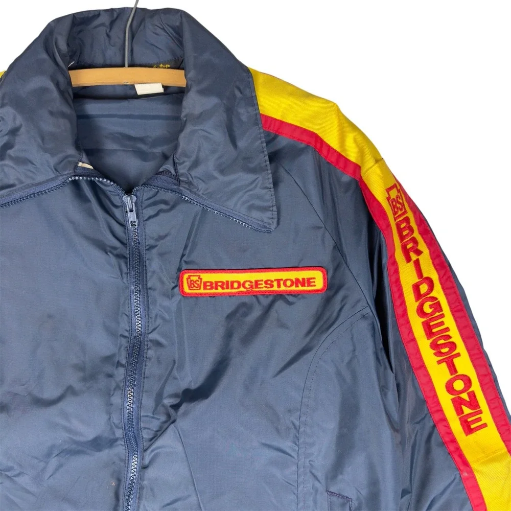 Vintage Bridgestone Cafe Racing Jacket Men's M Blue Yellow 70s 80s Swingster USA